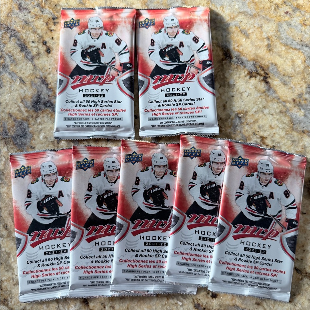 Upper Deck MVP Hockey Trading Cards 2021–22 Sealed Pack Lot of 7 Unopened